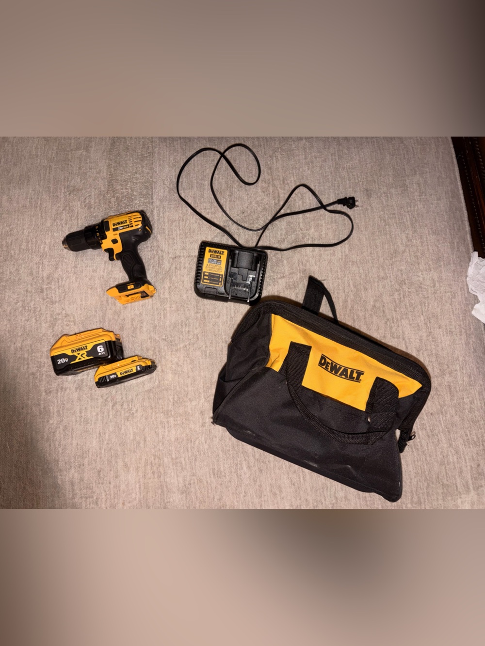 DEWALT 20V MAX Cordless Drill Kit + 6Ah XR & 2Ah Batteries, Charger & Bag